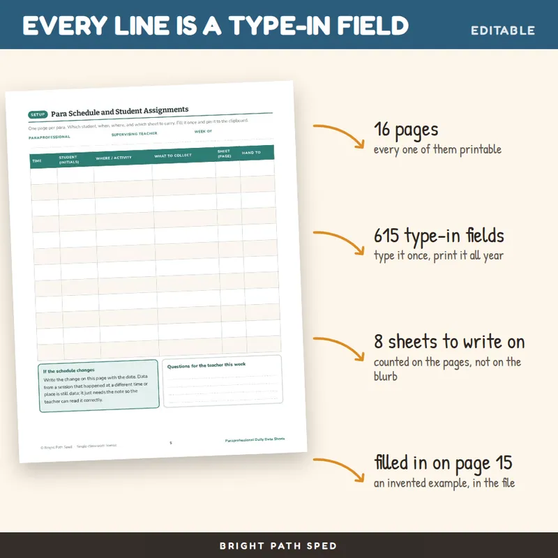 Paraprofessional Data Collection Sheets Daily Behavior Tally, image 2 of 4