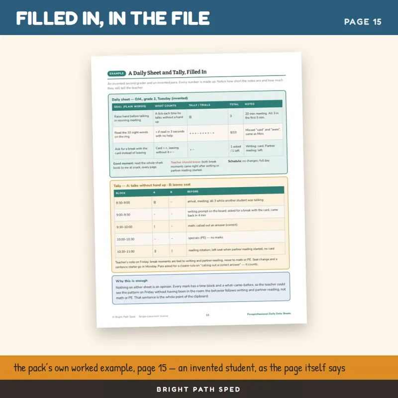 Paraprofessional Data Collection Sheets Daily Behavior Tally, image 4 of 4