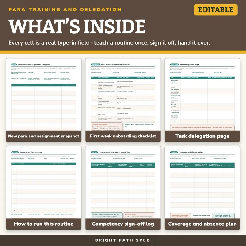 Paraprofessional Training and Delegation Checklists Editable, image 2 of 4
