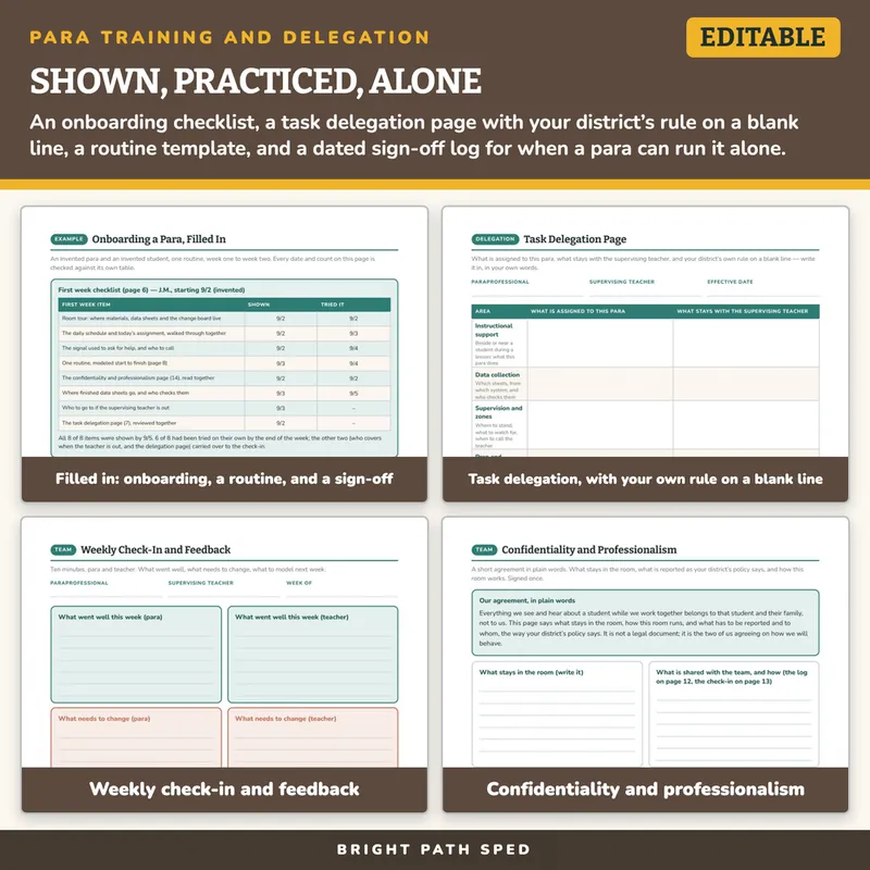 Paraprofessional Training and Delegation Checklists Editable, image 3 of 4