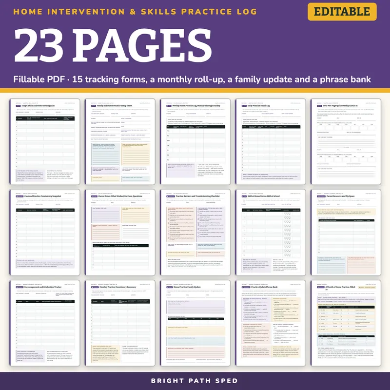 Parent Implemented Home Intervention Skills Practice Log Editable, image 4 of 4