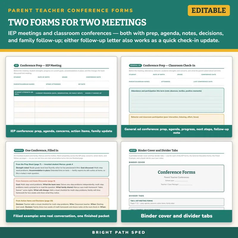Parent Teacher Conference Forms Editable, image 3 of 4