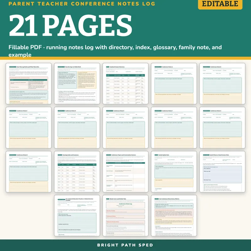 Parent Teacher Conference Notes Log Editable, image 4 of 4