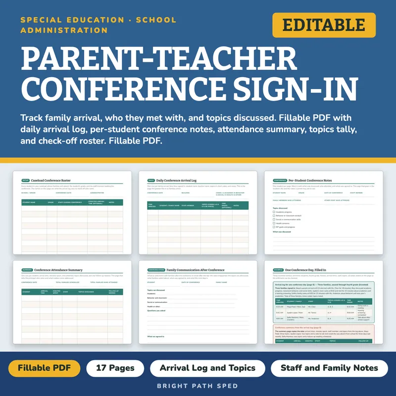 Parent-Teacher Conference Sign-In Sheet, image 1 of 4