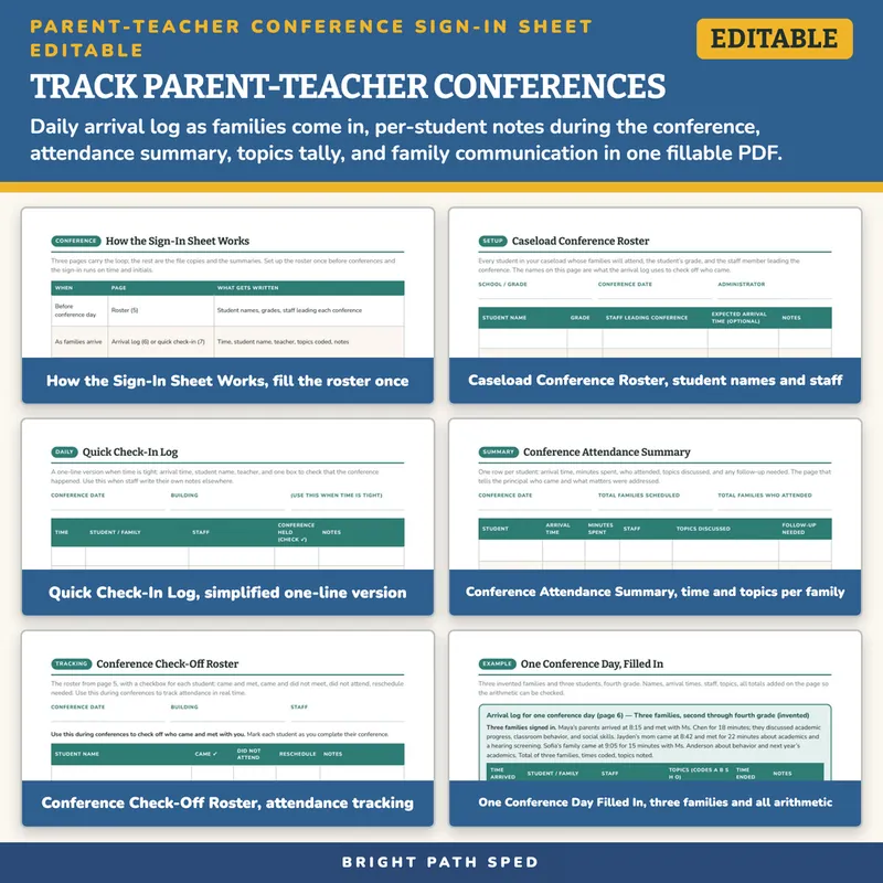Parent-Teacher Conference Sign-In Sheet, image 3 of 4