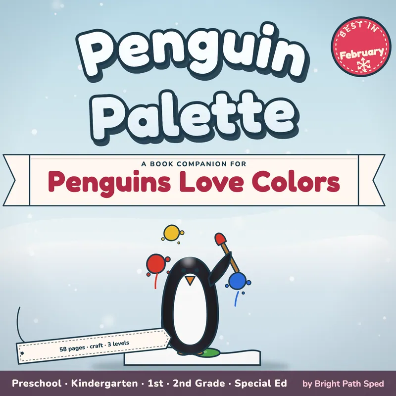 Penguins Love Colors Book Companion February Preschool Kindergarten 1st 2nd Sped, image 1 of 4