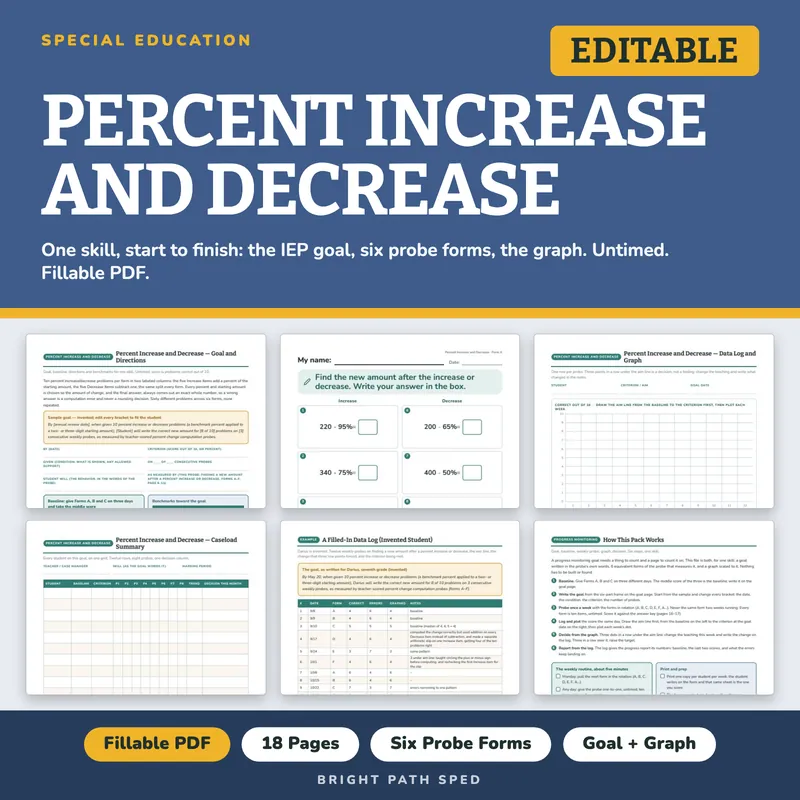 Percent Increase and Decrease Progress Monitoring Probes, image 1 of 4