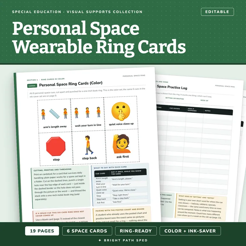 Personal Space Ring Cards for Special Education, image 1 of 4