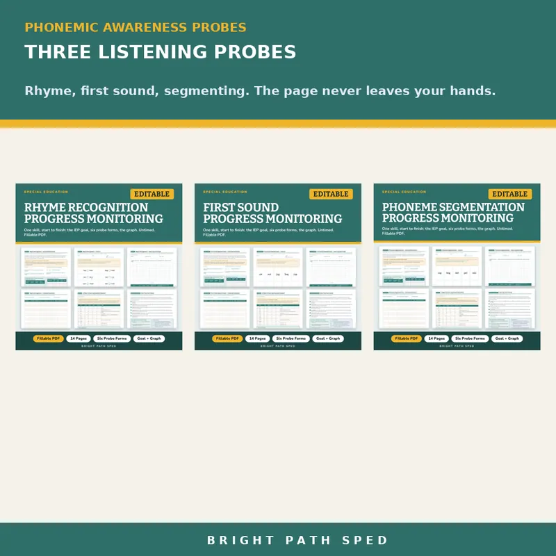 Phonemic Awareness Progress Monitoring Probes Bundle, image 2 of 3
