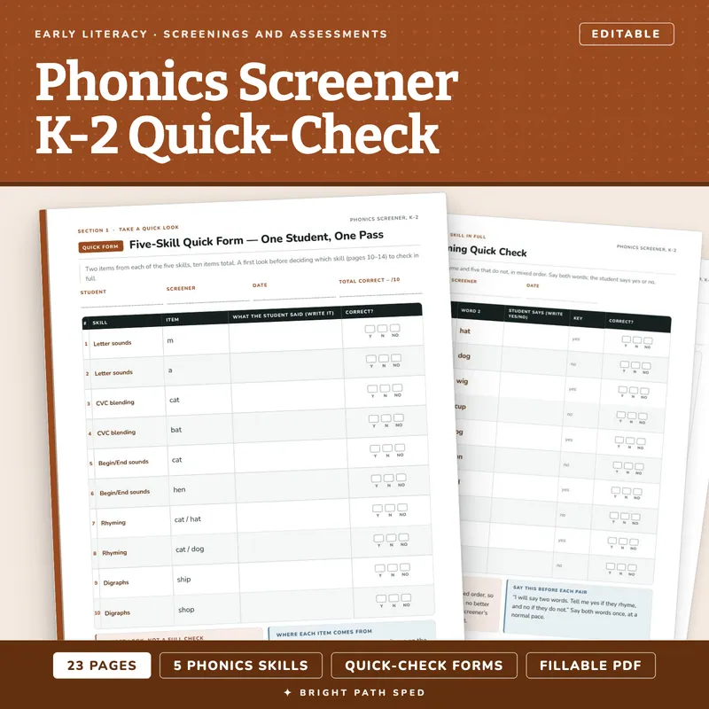 Phonics Screener K-2, image 1 of 4