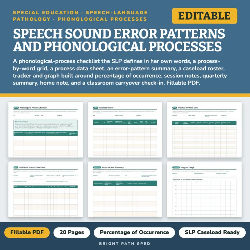 Phonological Process Progress Monitoring Editable, image 1 of 4