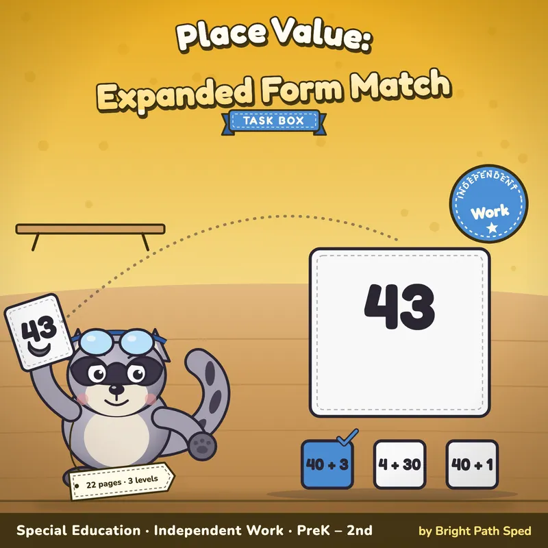 Place Value Expanded Form Match Task Box, image 1 of 4