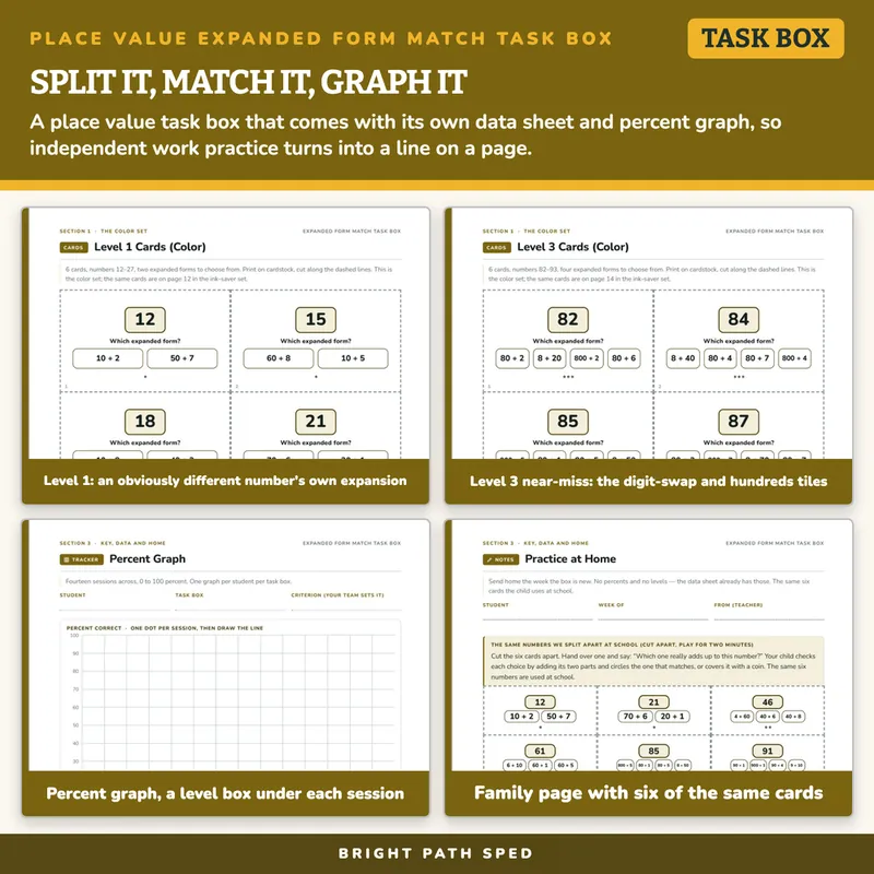 Place Value Expanded Form Match Task Box, image 3 of 4