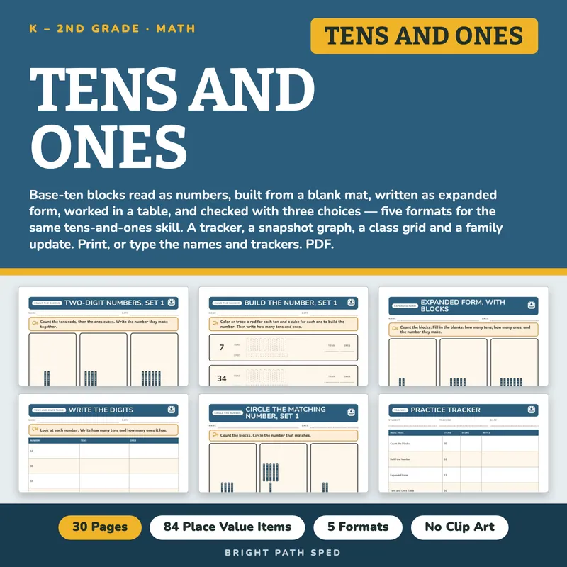 Place Value Tens and Ones Worksheets, image 1 of 4