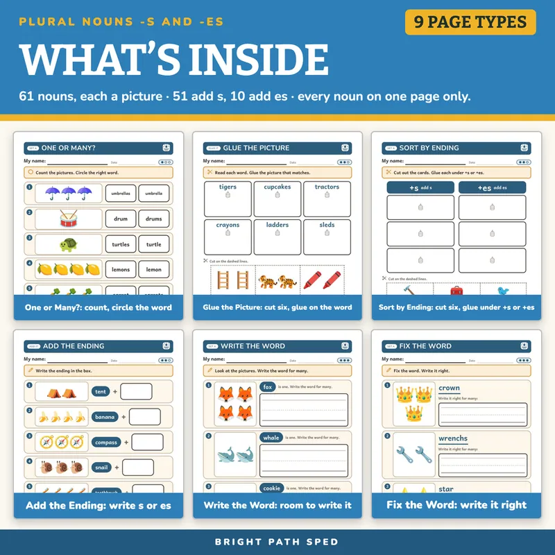 Plural Nouns -s and -es Worksheets, image 2 of 4