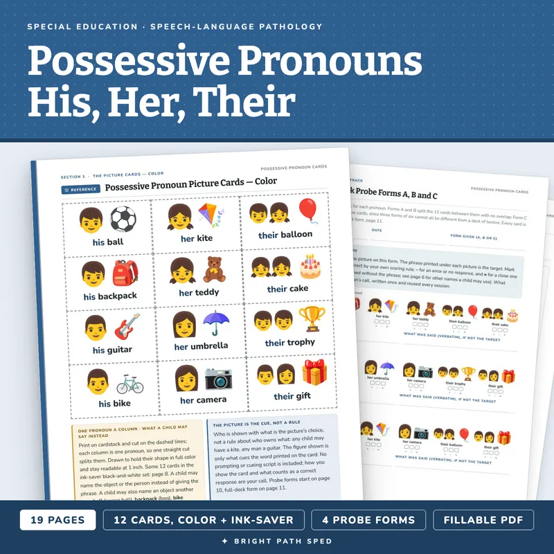 Possessive Pronouns Picture Cards: His, Her, Their, image 1 of 4