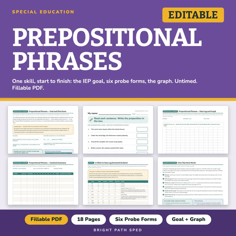 Prepositional Phrases Progress Monitoring Probes, image 1 of 4