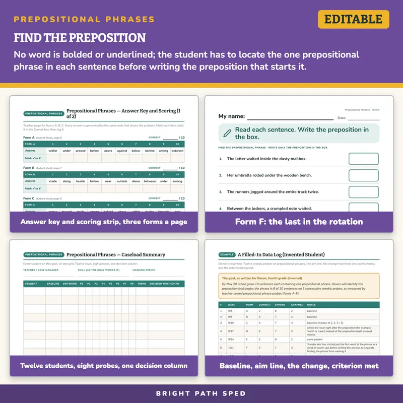 Prepositional Phrases Progress Monitoring Probes, image 3 of 4