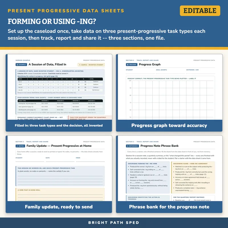 Present Progressive -ing Verb Progress Monitoring Data Sheets, image 3 of 4