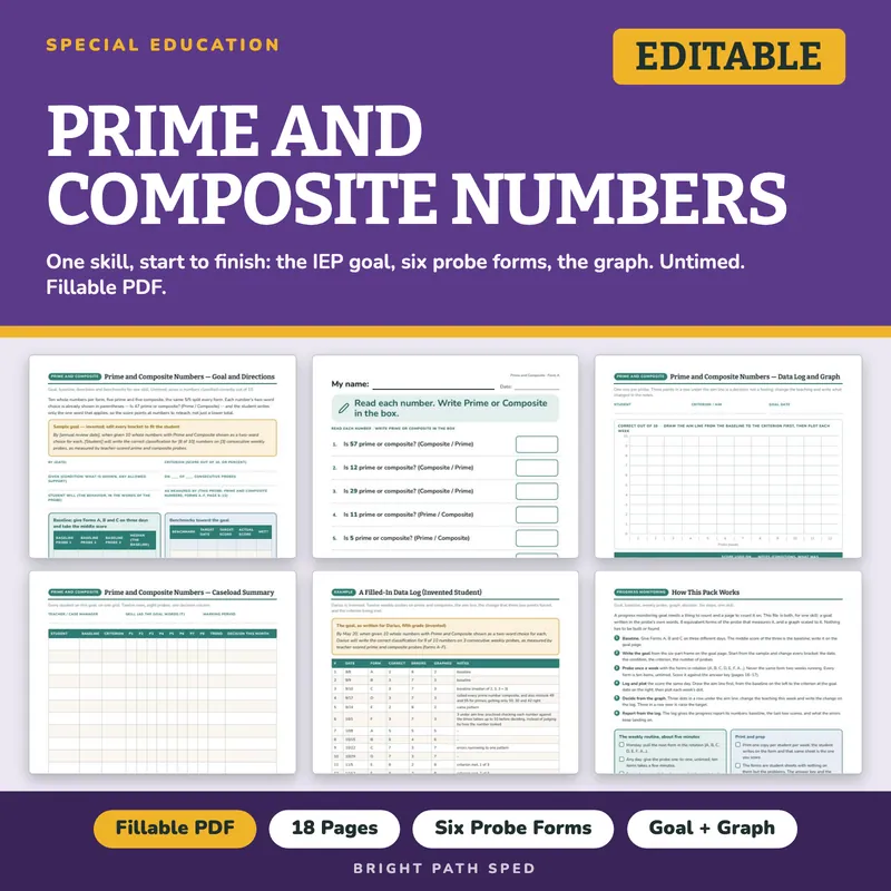 Prime and Composite Numbers Progress Monitoring Probes, image 1 of 4
