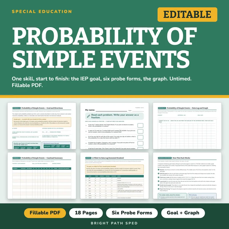 Probability of Simple Events Progress Monitoring Probes, image 1 of 4