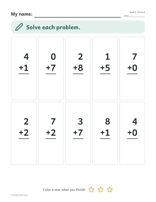 Sample packet page: Every goal, its own probes