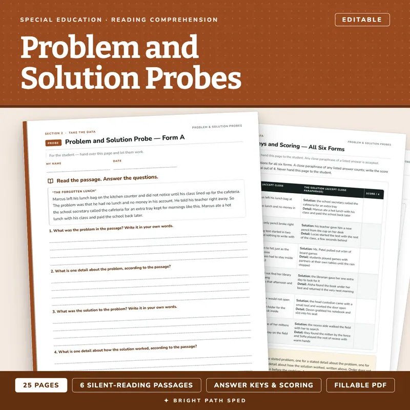 Problem and Solution Reading Probes Editable, image 1 of 4