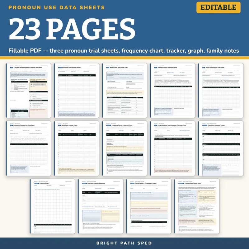 Pronoun Use Progress Monitoring Data Sheets Editable, image 4 of 4