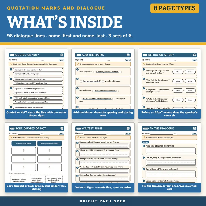 Quotation Marks and Dialogue Punctuation Worksheets, image 2 of 4