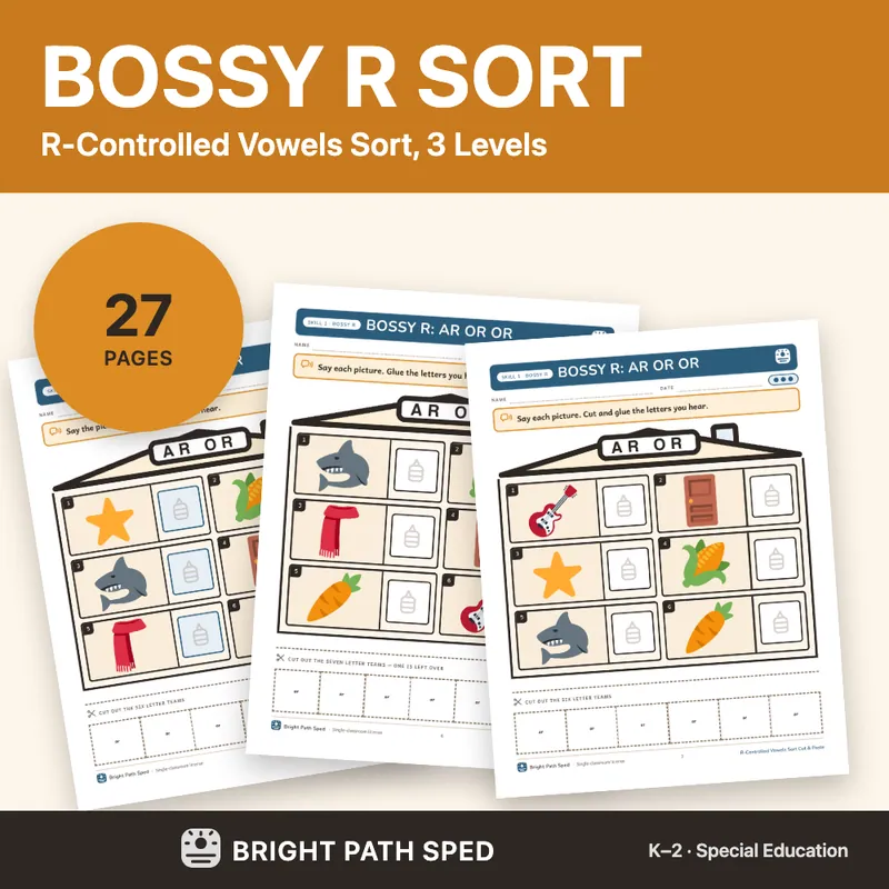R-Controlled Vowels Bossy R Sort Cut and Paste 3 Levels, image 1 of 4