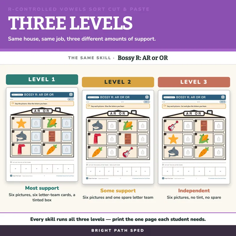 R-Controlled Vowels Bossy R Sort Cut and Paste 3 Levels, image 3 of 4