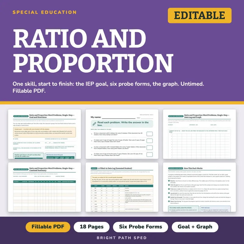 Ratio and Proportion Word Problems Progress Monitoring Probes, image 1 of 4