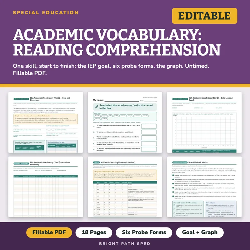 Reading Academic Vocabulary Progress Monitoring Probes, image 1 of 4