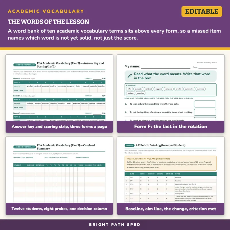 Reading Academic Vocabulary Progress Monitoring Probes, image 3 of 4