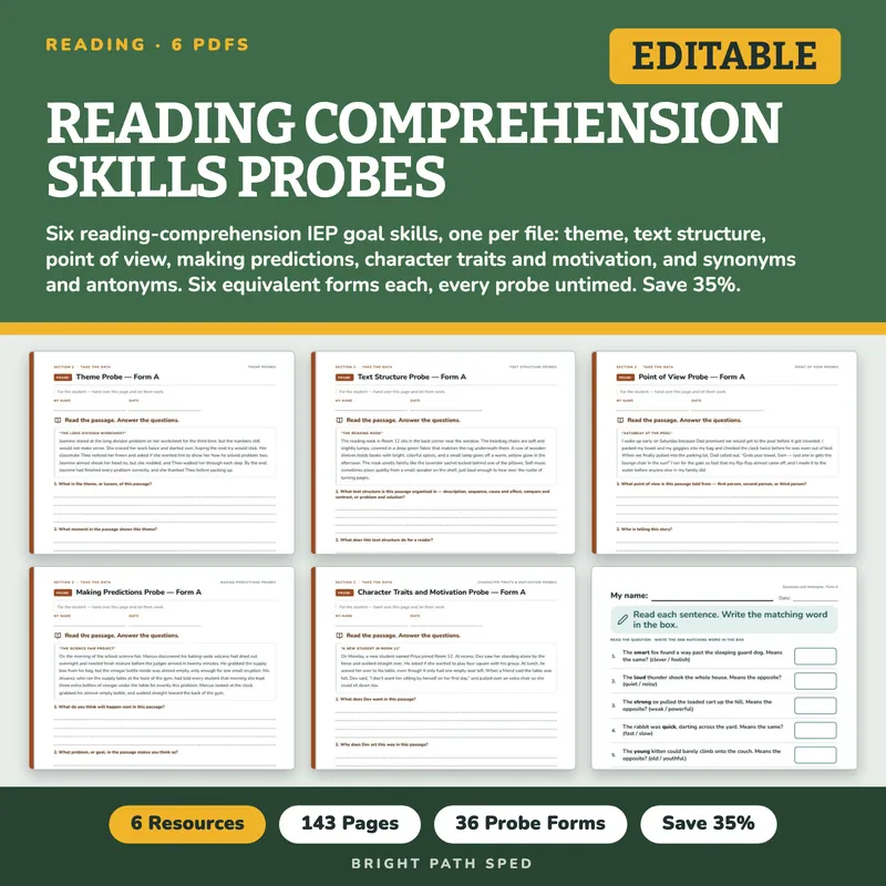 Reading Comprehension Skills Probes Bundle, image 1 of 3