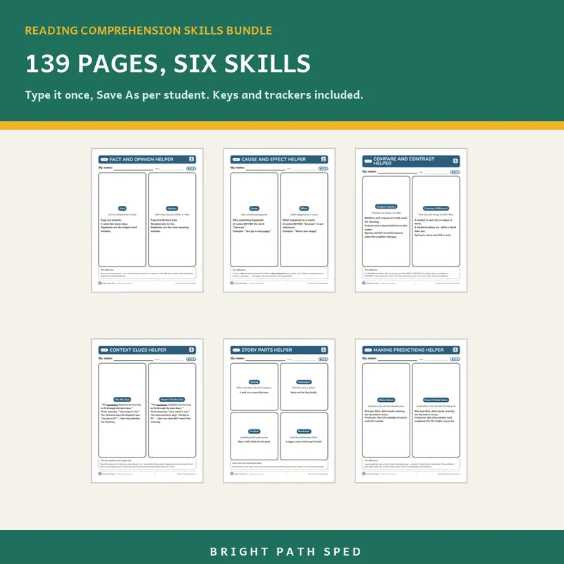Reading Comprehension Skills Worksheets Bundle, image 3 of 3