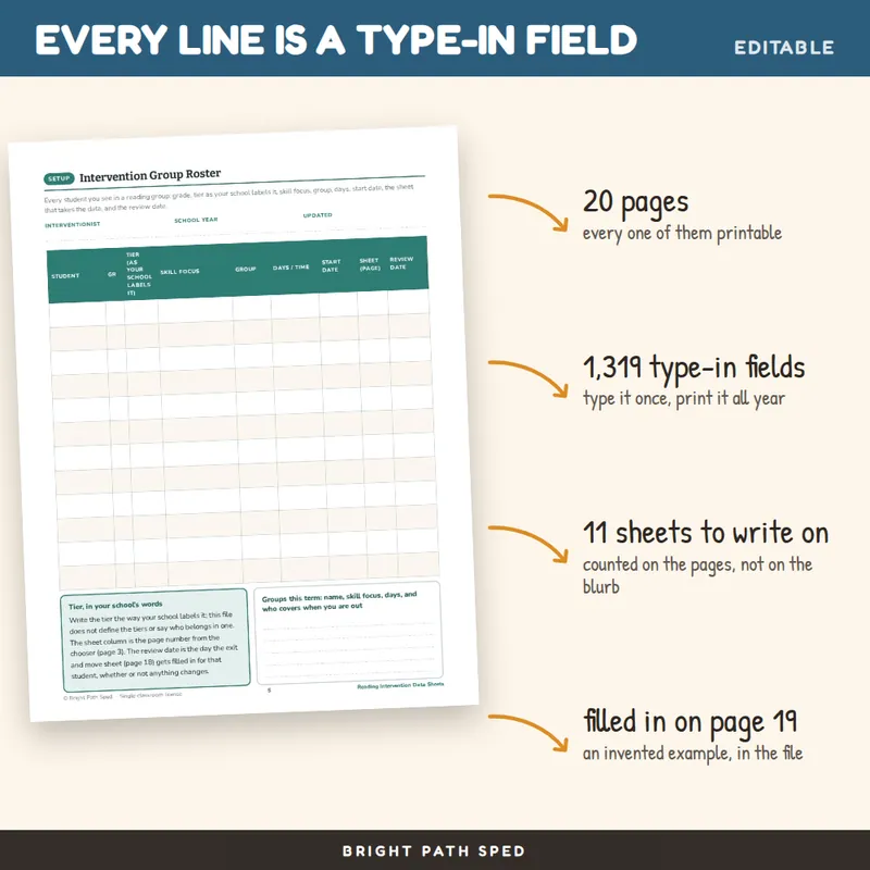 Reading Intervention Data Sheets Editable, image 2 of 4
