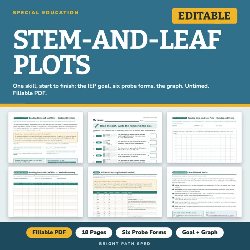 Reading Stem-and-Leaf Plots Progress Monitoring Probes, image 1 of 4