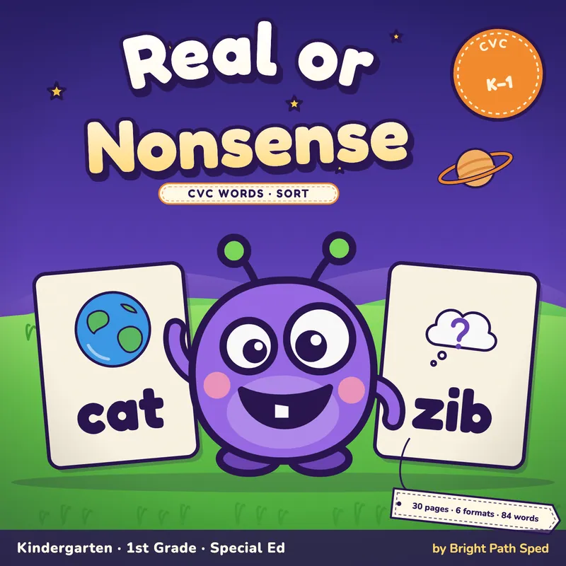 Real or Nonsense Words Worksheets, image 1 of 4