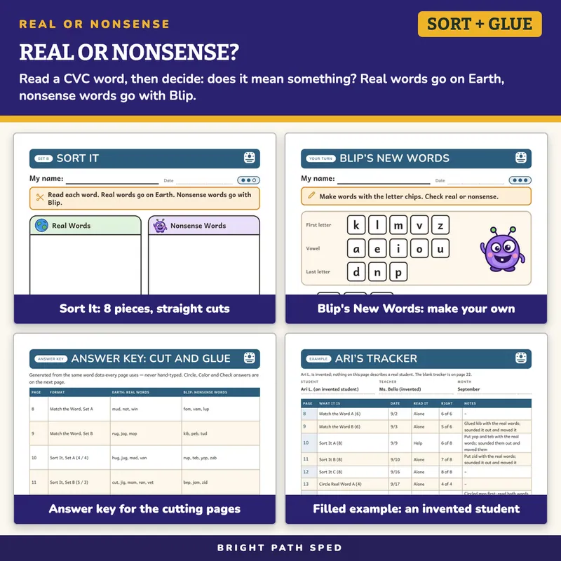 Real or Nonsense Words Worksheets, image 3 of 4
