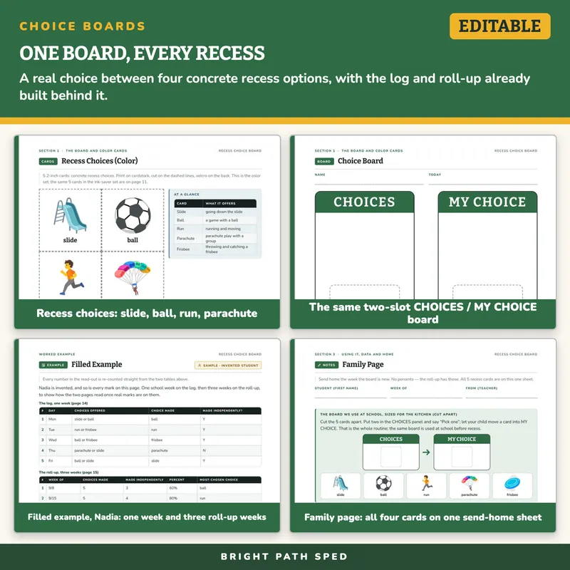 Recess Choice Board for Special Education, image 3 of 4