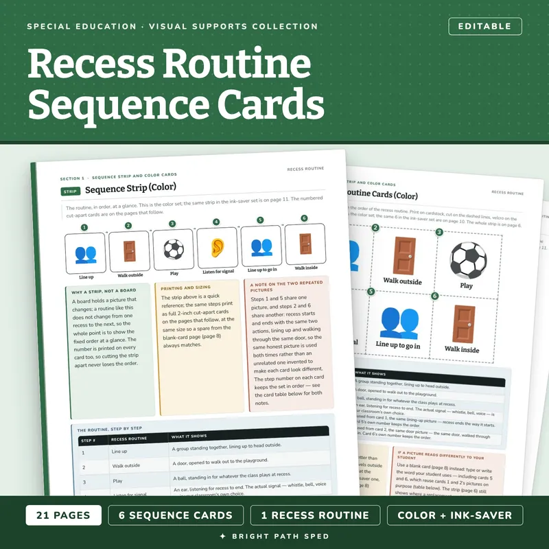 Recess Routine Visual Schedule Cards, image 1 of 4