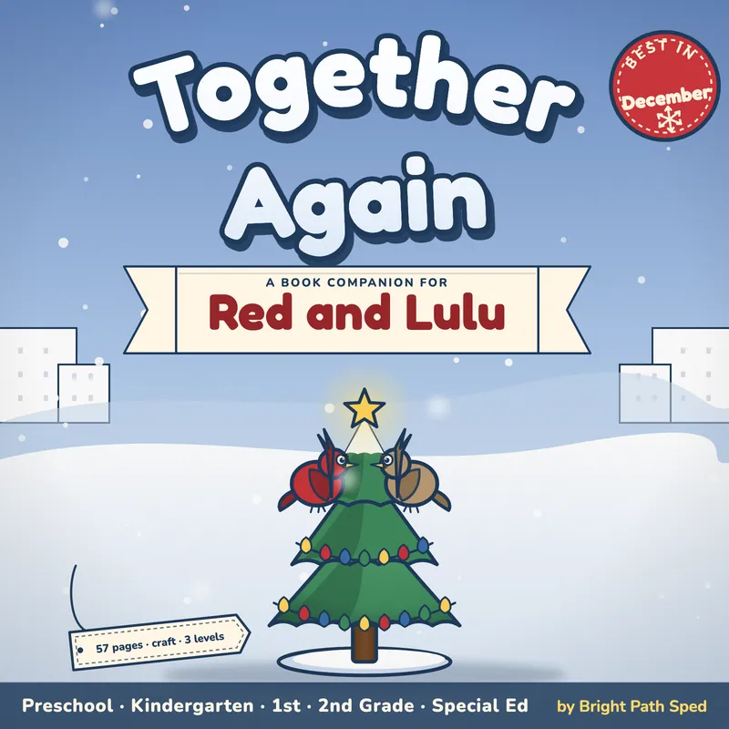 Red and Lulu Book Companion December Preschool Kindergarten 1st 2nd Special Ed, image 1 of 4