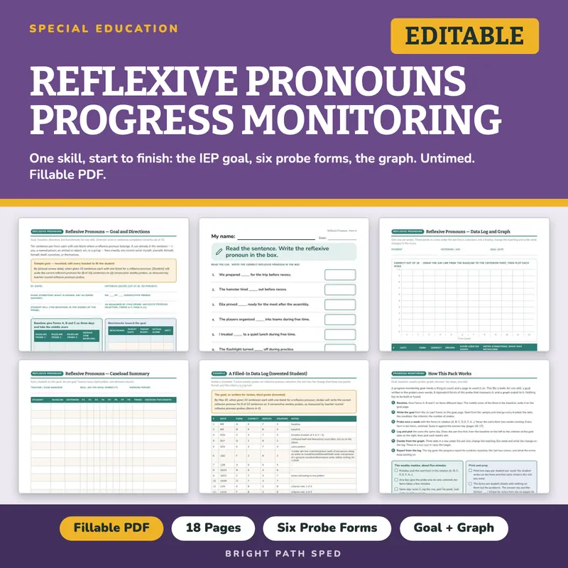 Reflexive Pronouns Progress Monitoring Probes, image 1 of 4