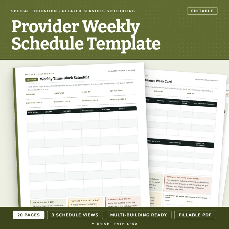 Related Services Provider Weekly Schedule Template Editable, image 1 of 4