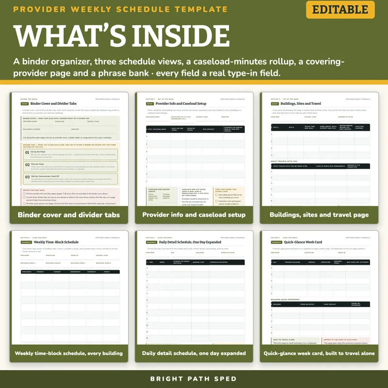 Related Services Provider Weekly Schedule Template Editable, image 2 of 4