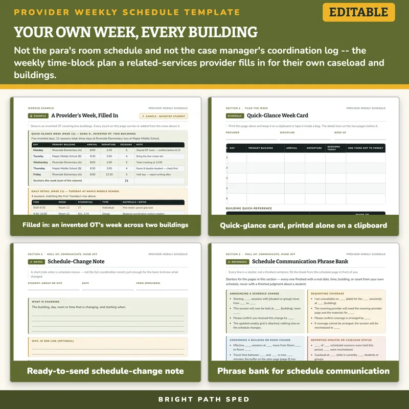 Related Services Provider Weekly Schedule Template Editable, image 3 of 4