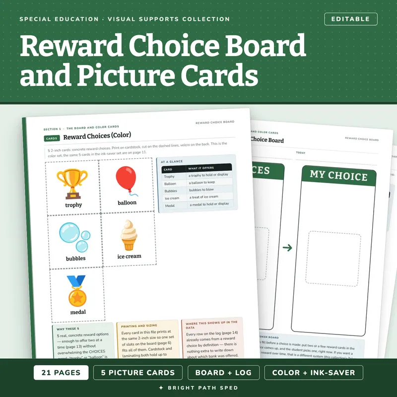 Reward Choice Board for Special Education, image 1 of 4