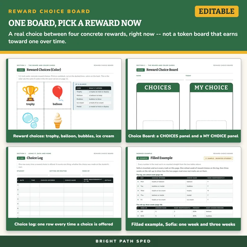 Reward Choice Board for Special Education, image 3 of 4