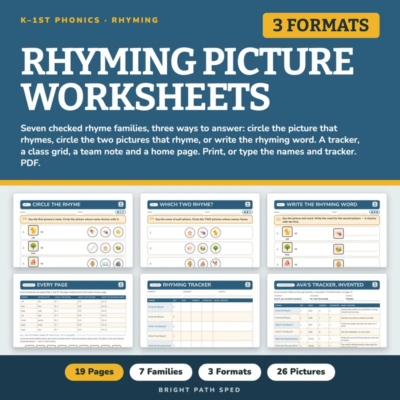 Rhyming Picture Worksheets, image 1 of 4